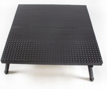 4 feet wide x 4 feet long x adjustable to 18 inches high STAGE