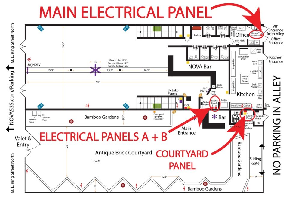 NOVA 535 Electrical panels map locations